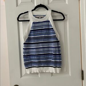 LOFT Navy and White Striped Knit Tank